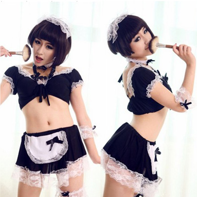 セパレートデザインへそ出しエロティックメイド服　A8433