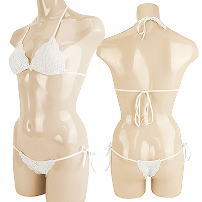 ストレッチフラワー総レースブラ＆ショーツ ホワイト　TORTW064WH
