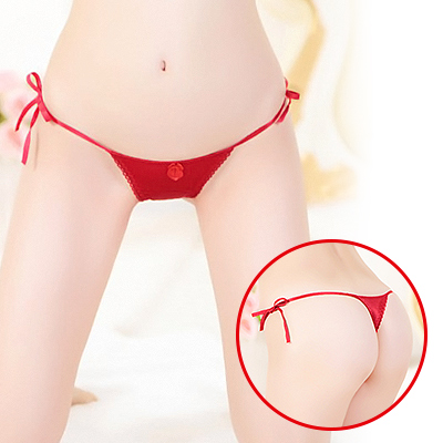 サイド紐の可愛いＴバックショーツ レッド