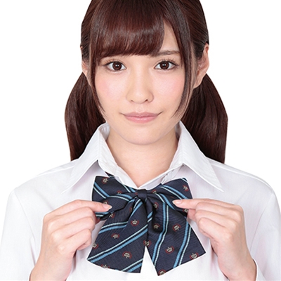 きゅん可愛スクールリボン 紋章ブルーストライプ　X0118BL