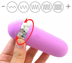 スティックローターは単体でも振動して使えます。銀の部分を回す事で振動パターンを調整します。