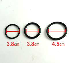 各サイズです。内径3.8cmのものは太さが0.4cmと0.5cmです。
