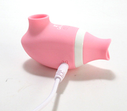 付属のＵＳＢ充電ケーブルのピン端子を本体DCポートに差し込んで充電します。